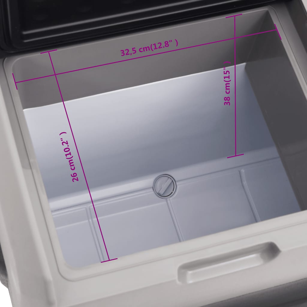 vidaXL Lodówka na kółkach, z uchwytem, czarno-szara, 40 L, PP
