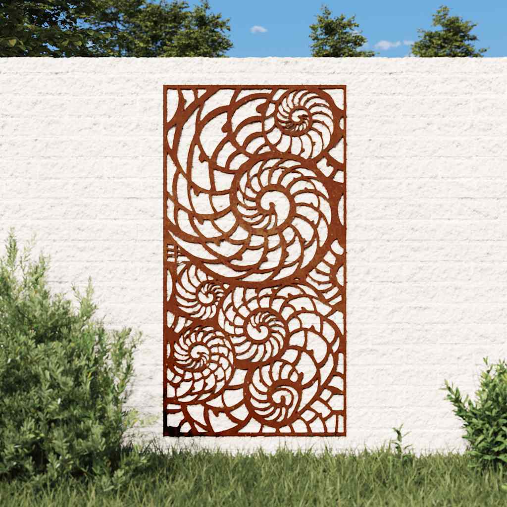 vidaXL Ogrodowa dekoracja ścienna, 105x55 cm, stal kortenowska, muszle
