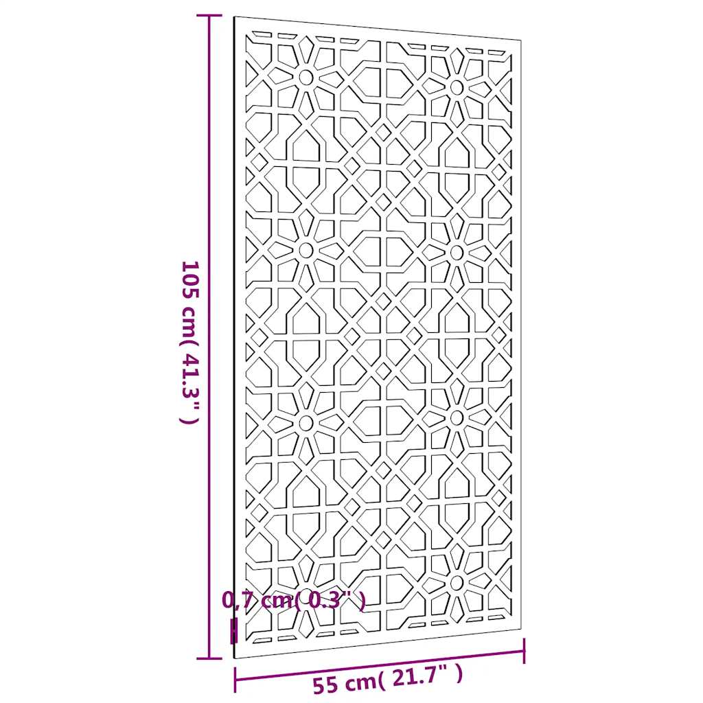 vidaXL Ogrodowa dekoracja ścienna, 105x55 cm, stal kortenowska