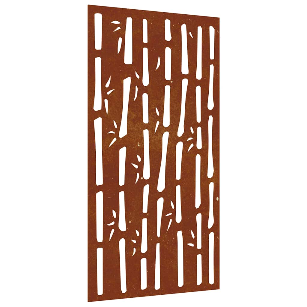 vidaXL Ogrodowa dekoracja ścienna, 105x55 cm, stal kortenowska, bambus