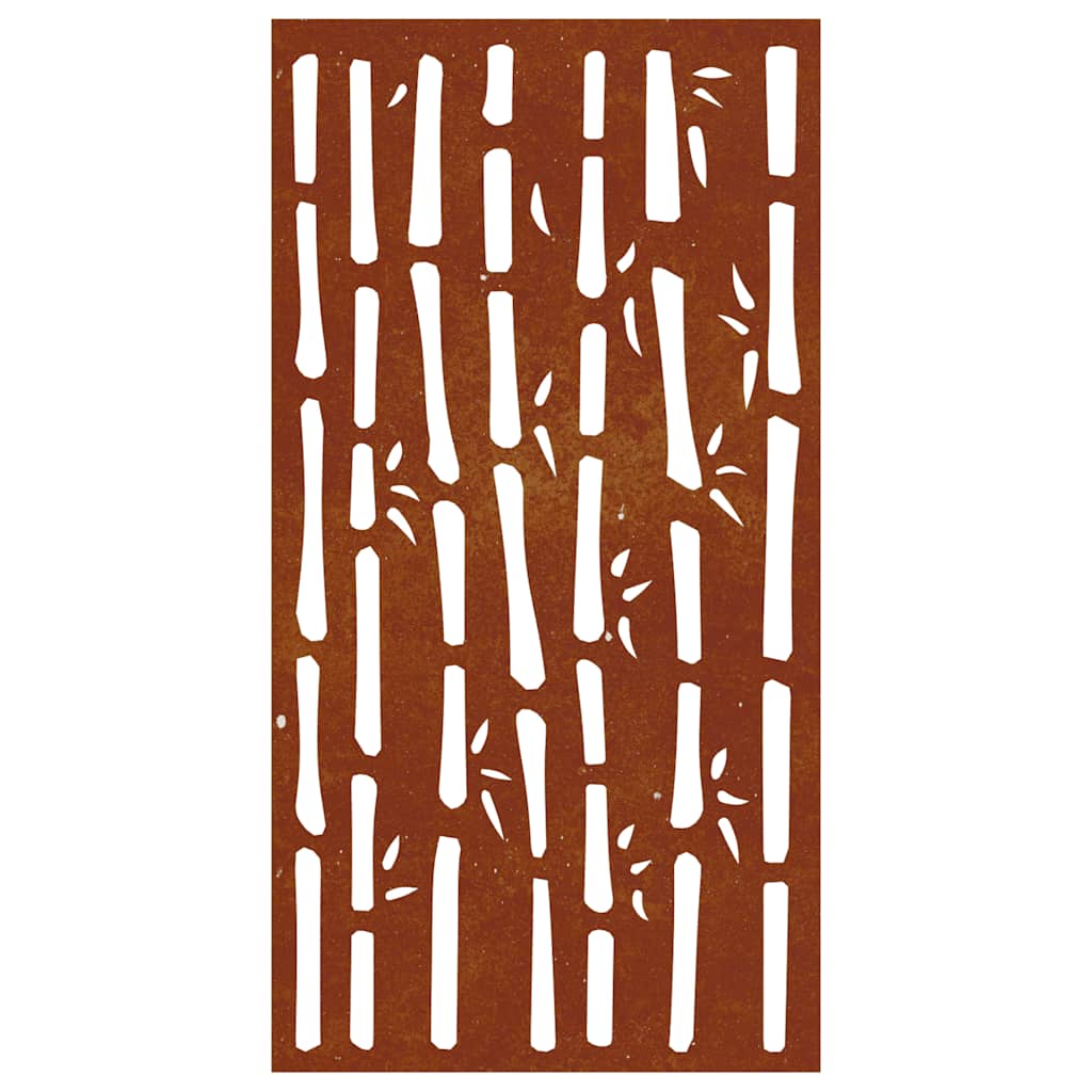 vidaXL Ogrodowa dekoracja ścienna, 105x55 cm, stal kortenowska, bambus