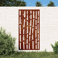 vidaXL Ogrodowa dekoracja ścienna, 105x55 cm, stal kortenowska, bambus