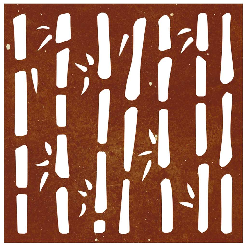 vidaXL Ogrodowa dekoracja ścienna, 55x55 cm, stal kortenowska, bambus