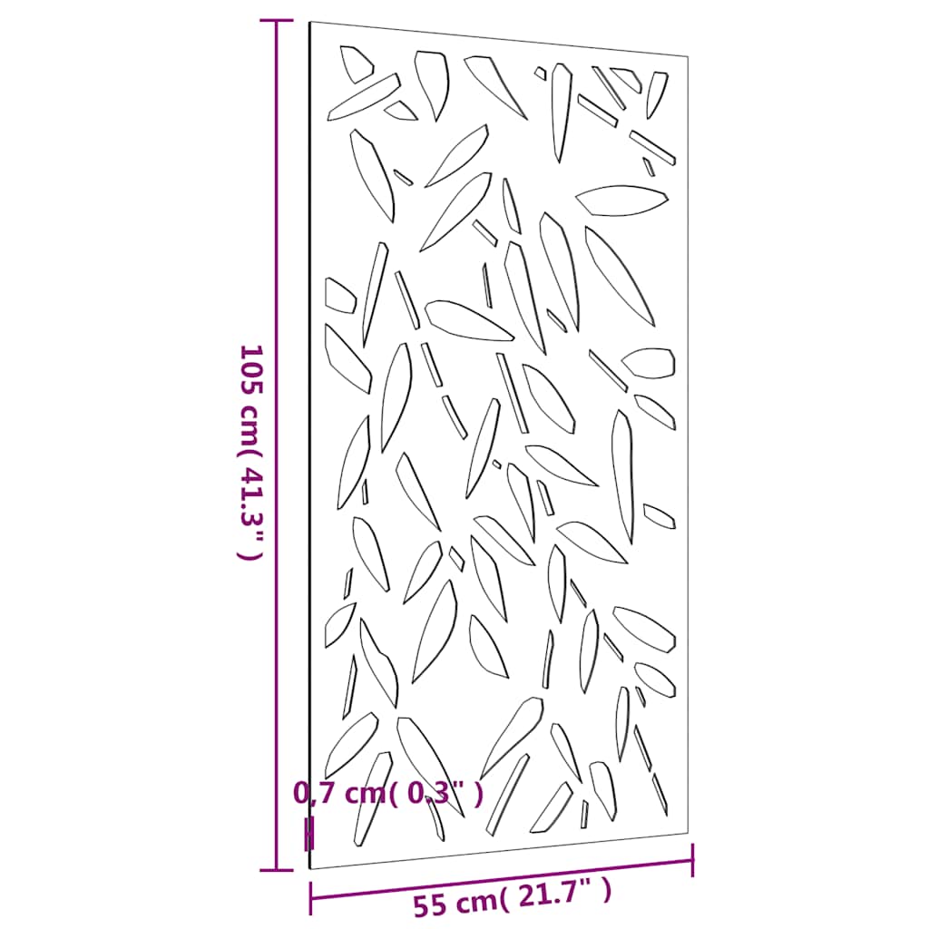 vidaXL Ogrodowa dekoracja ścienna, 105x55 cm, stal kortenowska