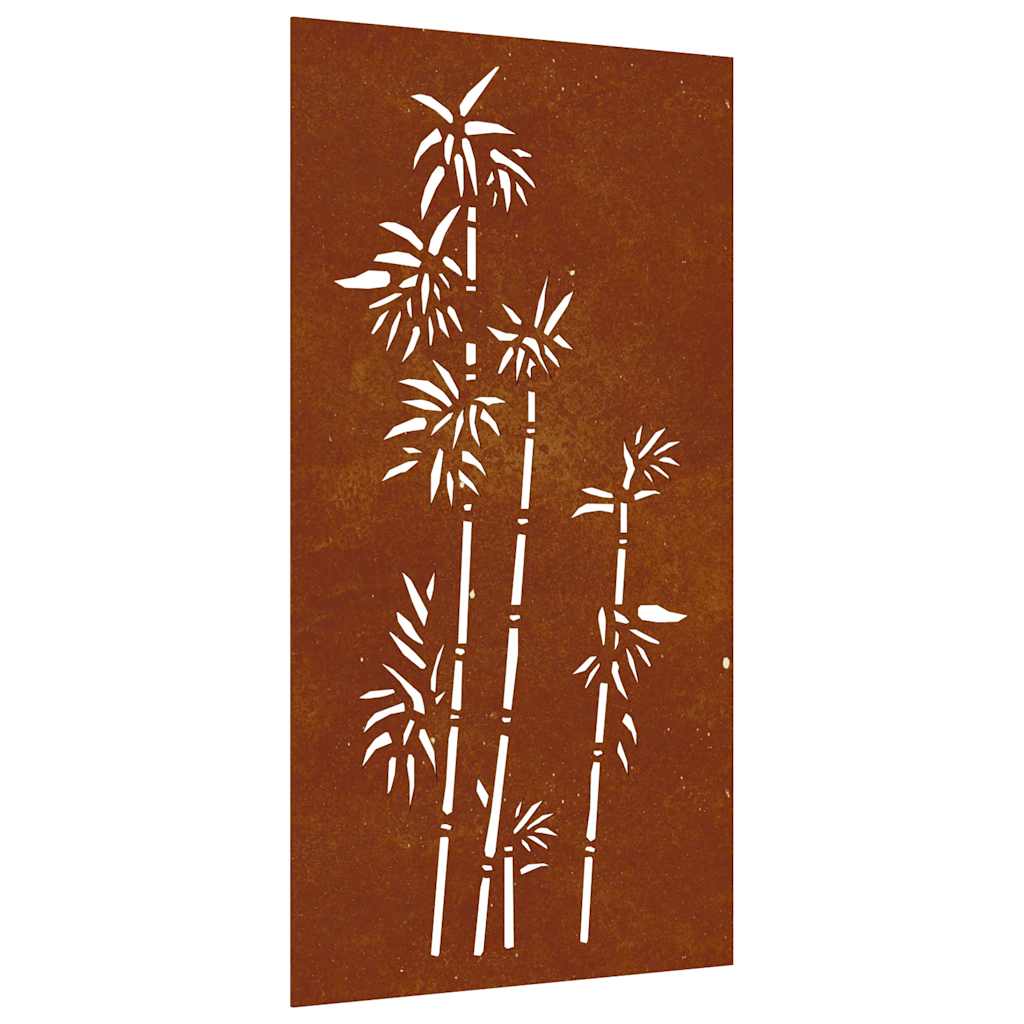 vidaXL Ogrodowa dekoracja ścienna, 105x55 cm, stal kortenowska, bambus