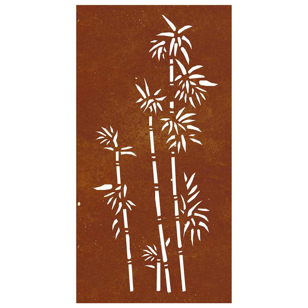 vidaXL Ogrodowa dekoracja ścienna, 105x55 cm, stal kortenowska, bambus