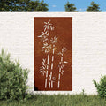 vidaXL Ogrodowa dekoracja ścienna, 105x55 cm, stal kortenowska, bambus