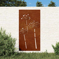 vidaXL Ogrodowa dekoracja ścienna, 105x55 cm, stal kortenowska, kwiaty