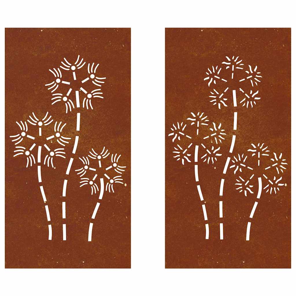 vidaXL Ogrodowe dekoracje ścienne, 2 szt., 105x55 cm, stal kortenowska