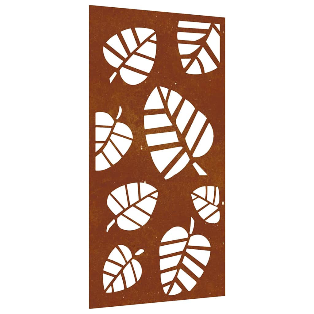 vidaXL Ogrodowa dekoracja ścienna, 105x55 cm, stal kortenowska, liście