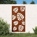 vidaXL Ogrodowa dekoracja ścienna, 105x55 cm, stal kortenowska, liście