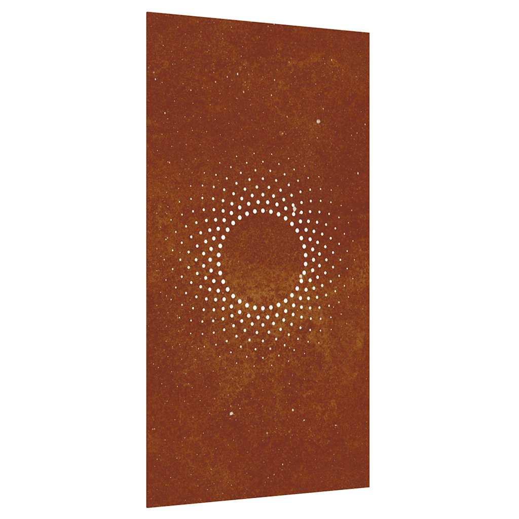 vidaXL Ogrodowa dekoracja ścienna, 105x55 cm, stal kortenowska, słońce