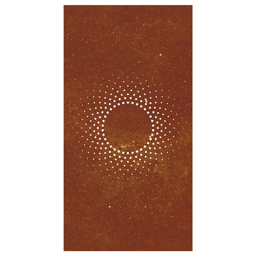 vidaXL Ogrodowa dekoracja ścienna, 105x55 cm, stal kortenowska, słońce