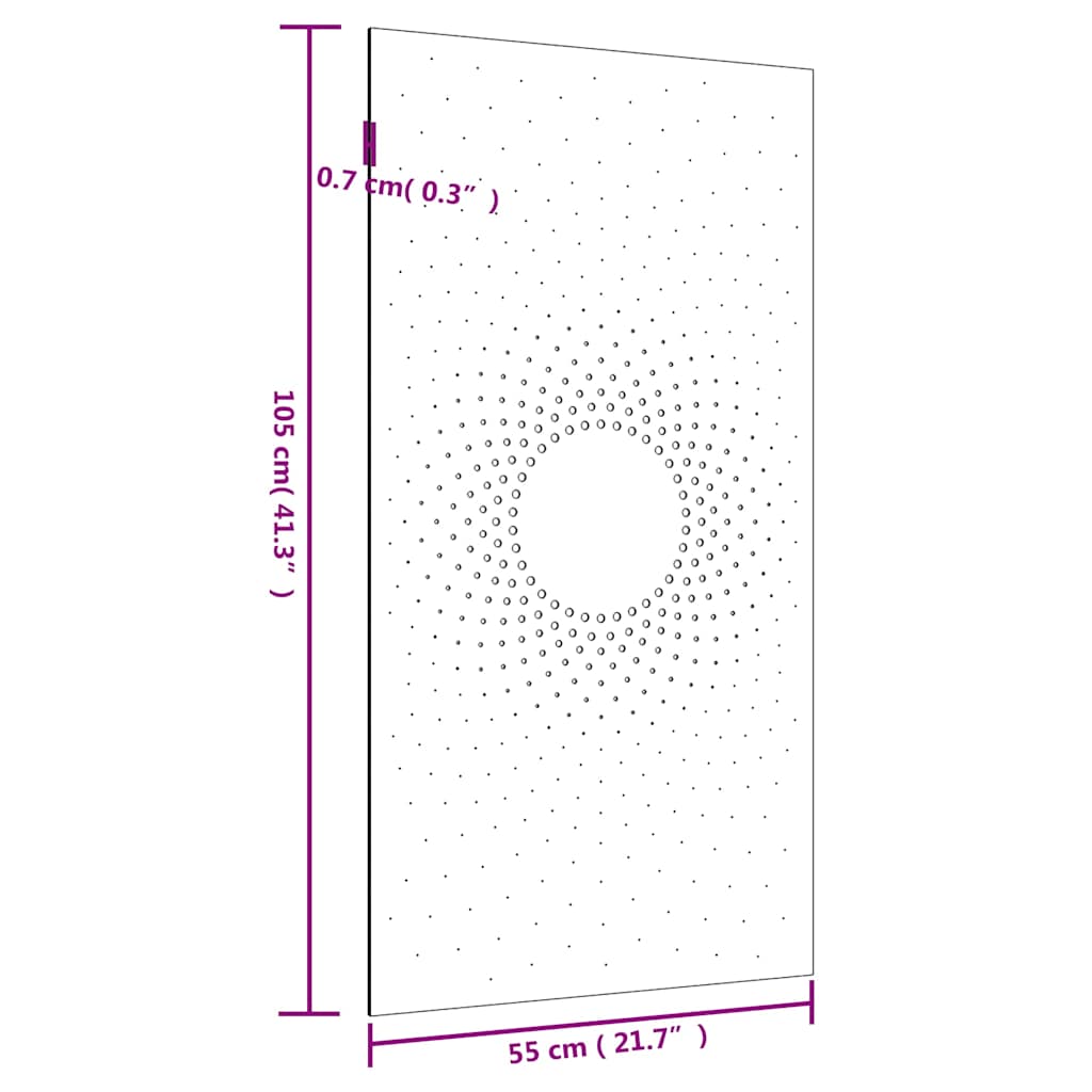 vidaXL Ogrodowa dekoracja ścienna, 105x55 cm, stal kortenowska, słońce