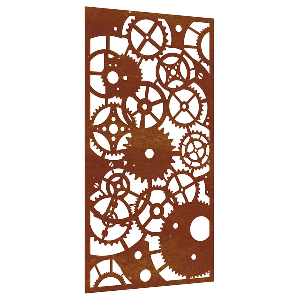 vidaXL Ogrodowa dekoracja ścienna, 105x55cm, stal kortenowska, zębatki