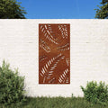 vidaXL Ogrodowa dekoracja ścienna, 105x55 cm, stal kortenowska, liście