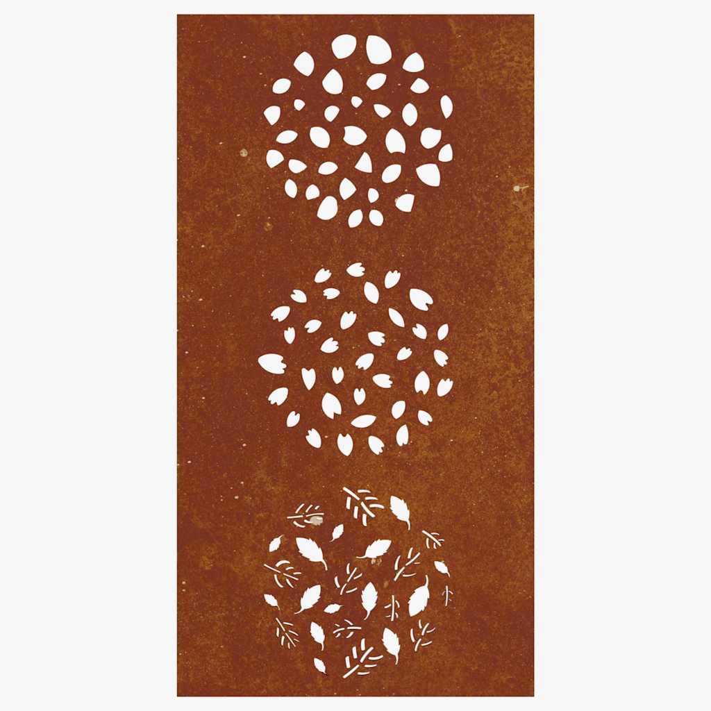 vidaXL Ogrodowa dekoracja ścienna, 105x55 cm, stal kortenowska, liście