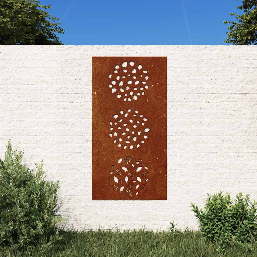 vidaXL Ogrodowa dekoracja ścienna, 105x55 cm, stal kortenowska, liście