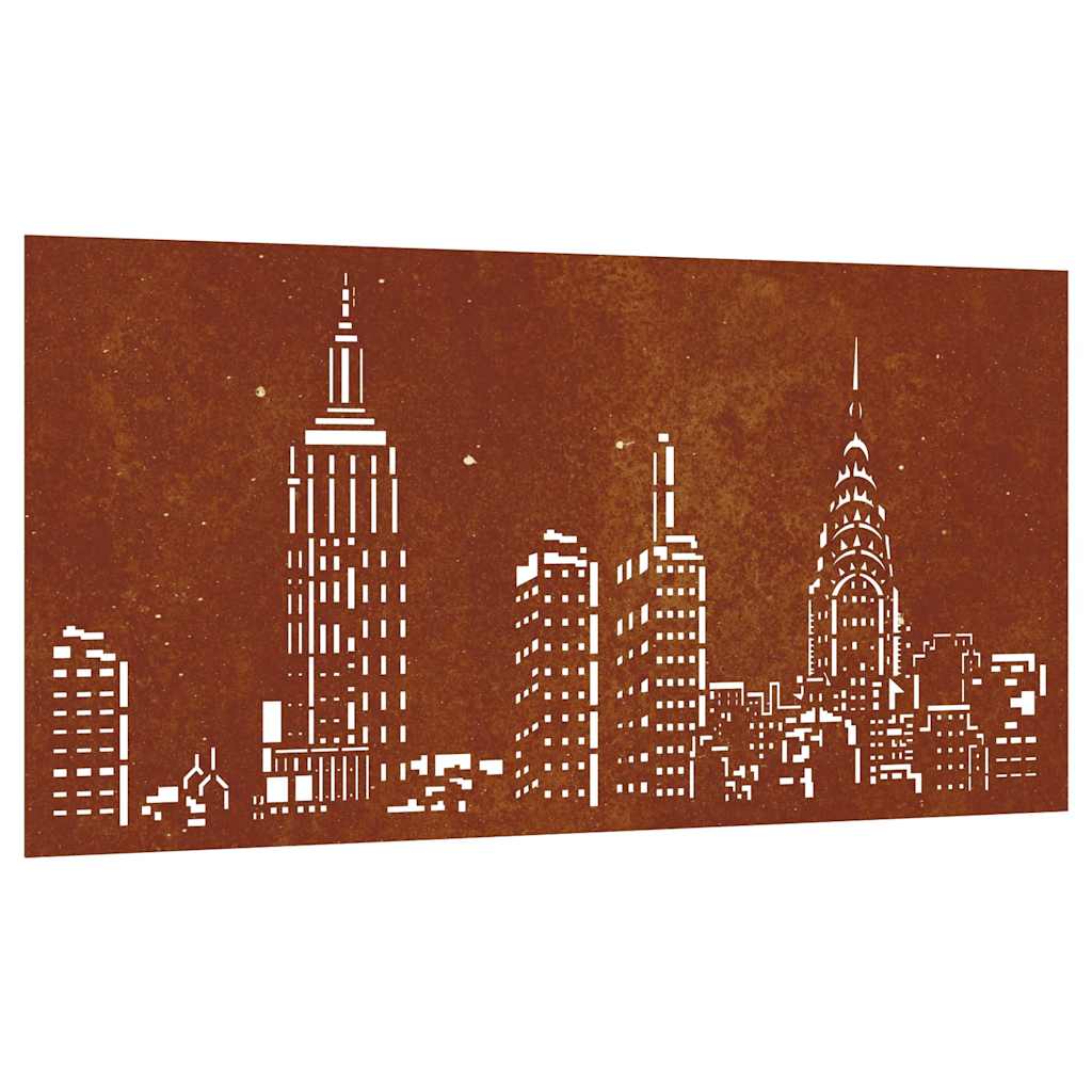 vidaXL Ogrodowa dekoracja ścienna, 105x55 cm, stal kortenowska, miasto