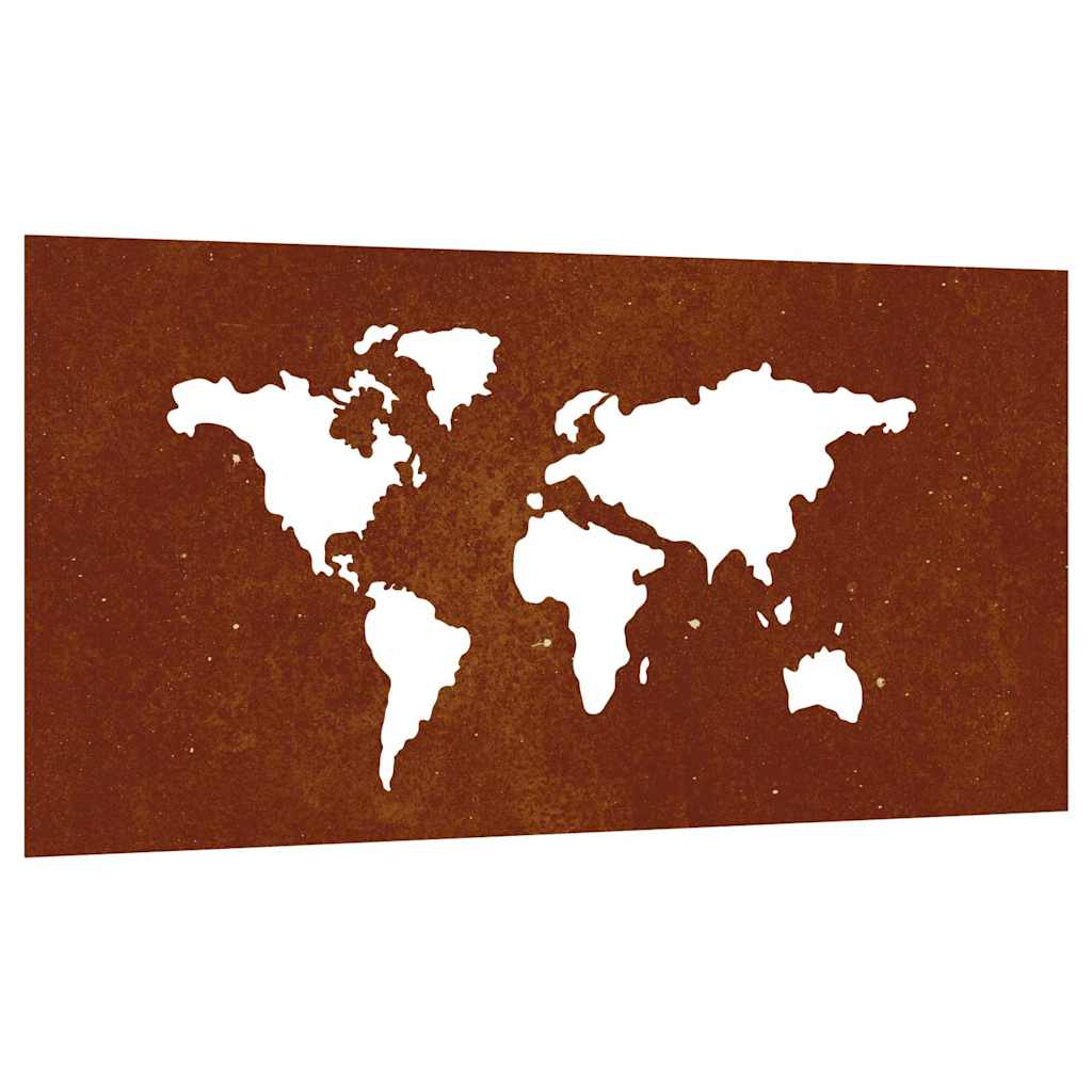 vidaXL Ogrodowa dekoracja ścienna, 105x55 cm, stal kortenowska, mapa