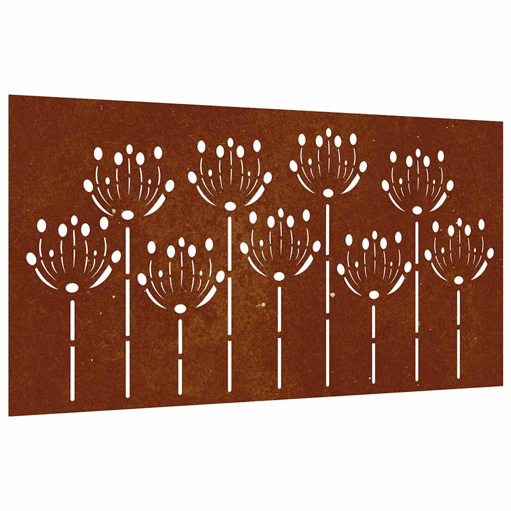 vidaXL Ogrodowa dekoracja ścienna, 105x55 cm, stal kortenowska, kwiaty