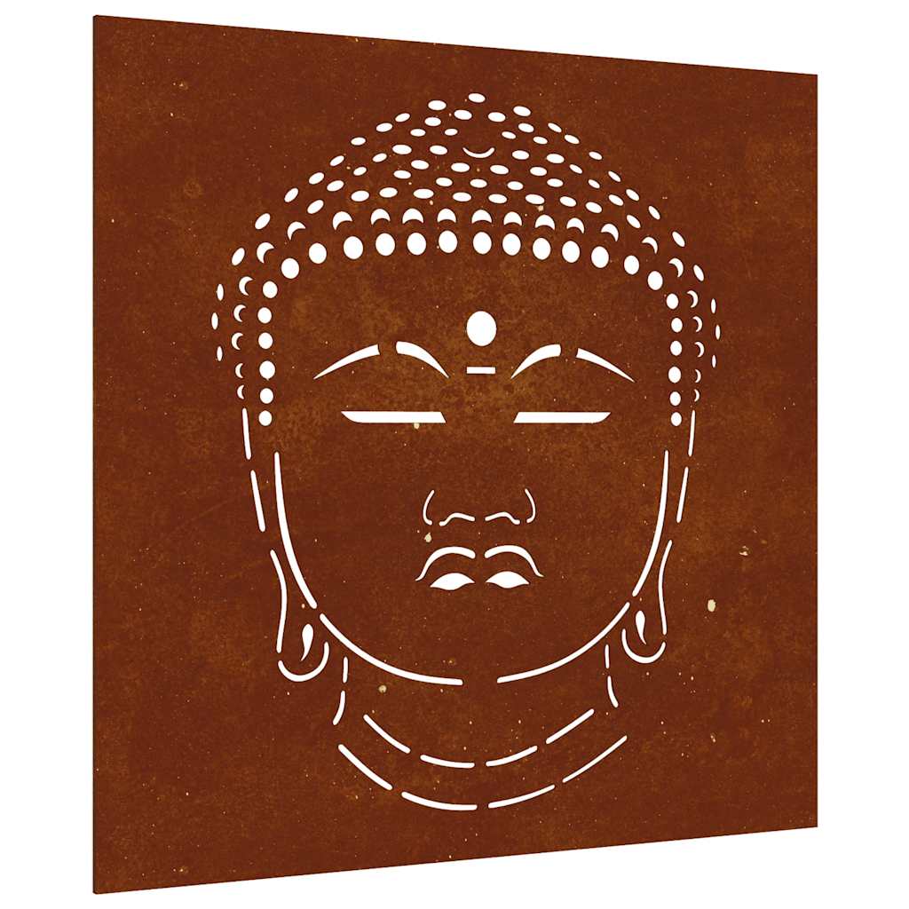 vidaXL Ogrodowa dekoracja ścienna, 55x55 cm, stal kortenowska, Budda