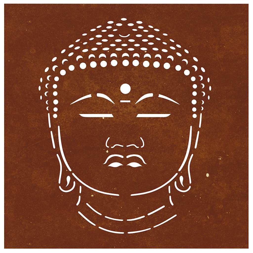 vidaXL Ogrodowa dekoracja ścienna, 55x55 cm, stal kortenowska, Budda