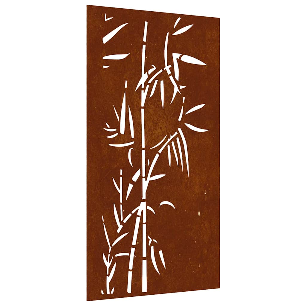 vidaXL Ogrodowa dekoracja ścienna, 105x55 cm, stal kortenowska, bambus