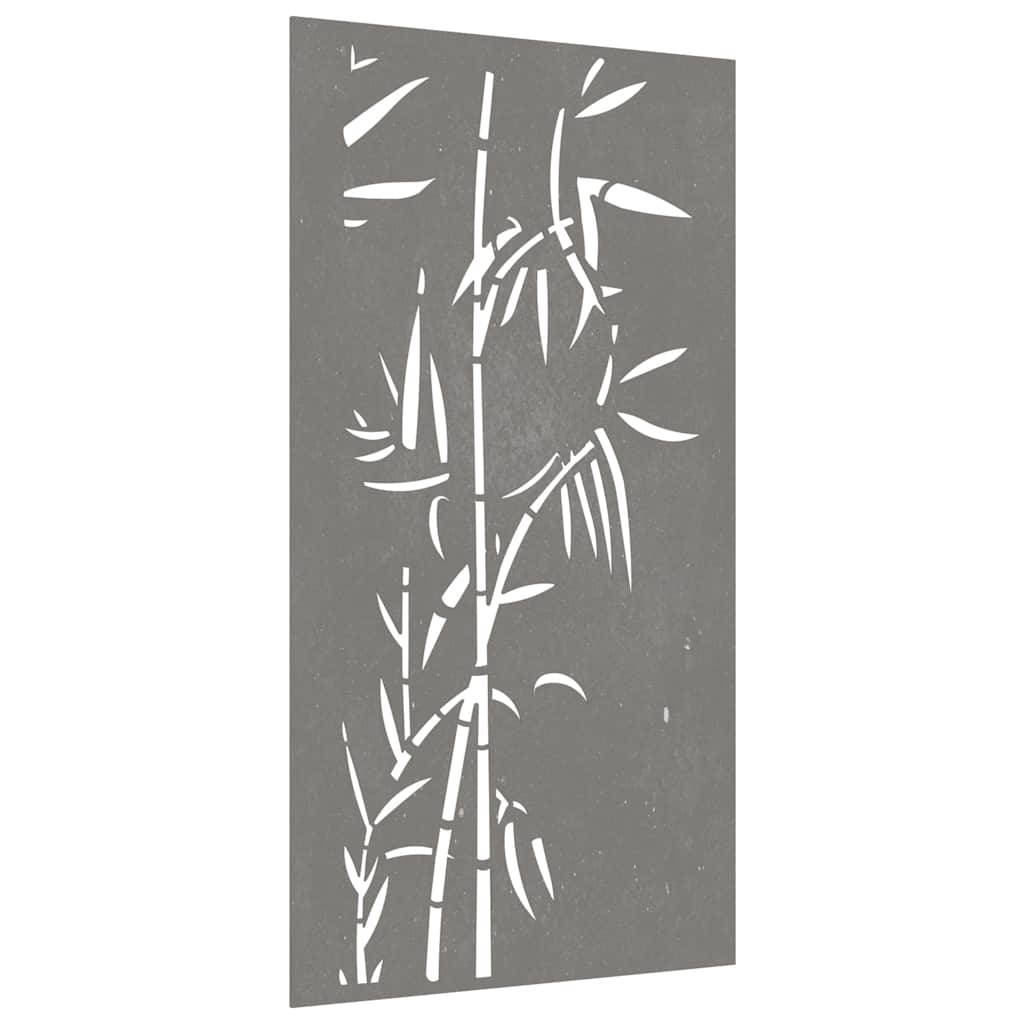 vidaXL Ogrodowa dekoracja ścienna, 105x55 cm, stal kortenowska, bambus