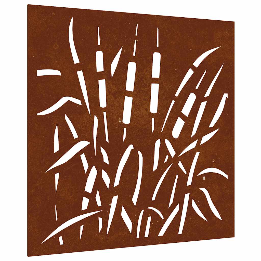vidaXL Ogrodowa dekoracja ścienna, 55x55 cm, stal kortenowska, trawa