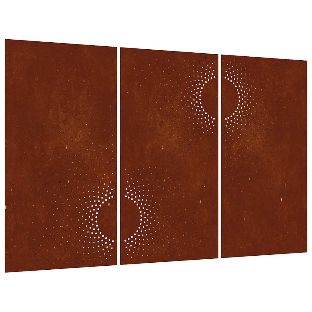 vidaXL Ogrodowa dekoracja ścienna, 3 cz., 105x55 cm, stal kortenowska