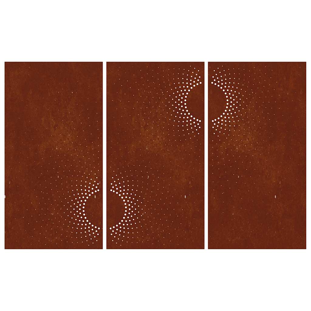 vidaXL Ogrodowa dekoracja ścienna, 3 cz., 105x55 cm, stal kortenowska