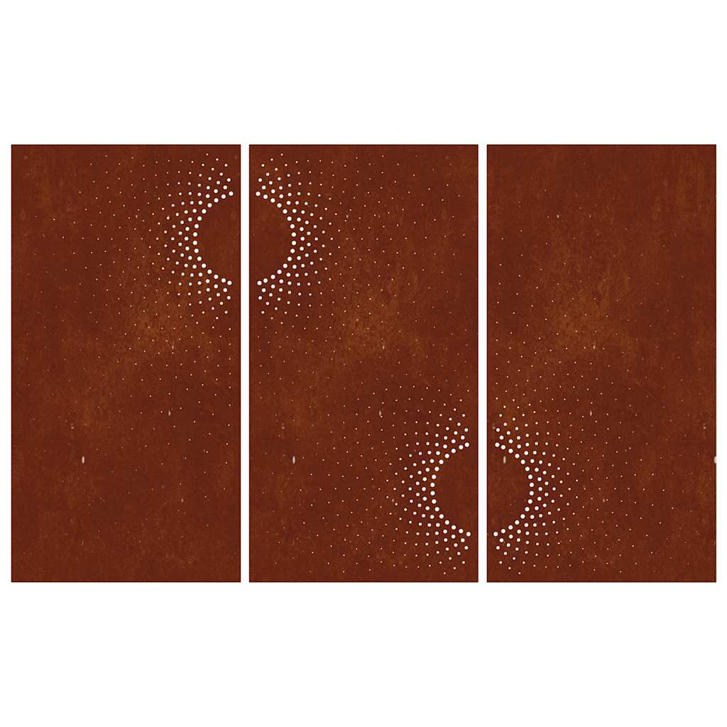 vidaXL Ogrodowa dekoracja ścienna, 3 cz., 105x55 cm, stal kortenowska