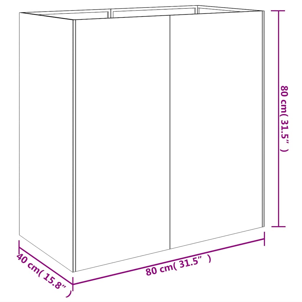 vidaXL Donica, 80x40x80 cm, stal kortenowska