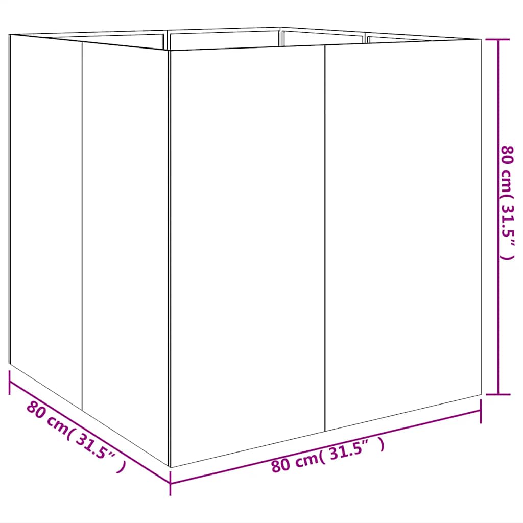 vidaXL Donica, 80x80x80 cm, stal kortenowska
