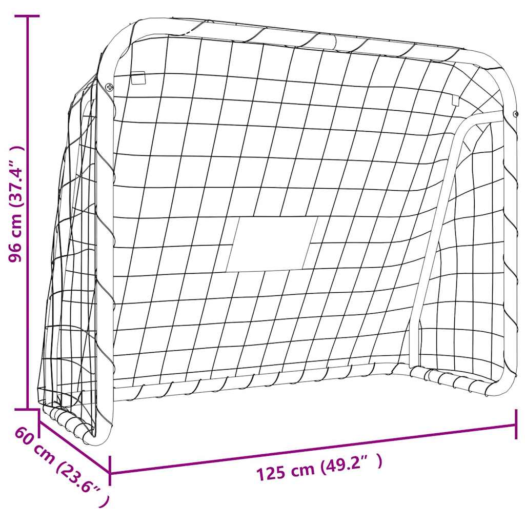 vidaXL Bramka piłkarska z siatką, biała 125x96x60 cm, stal i poliester