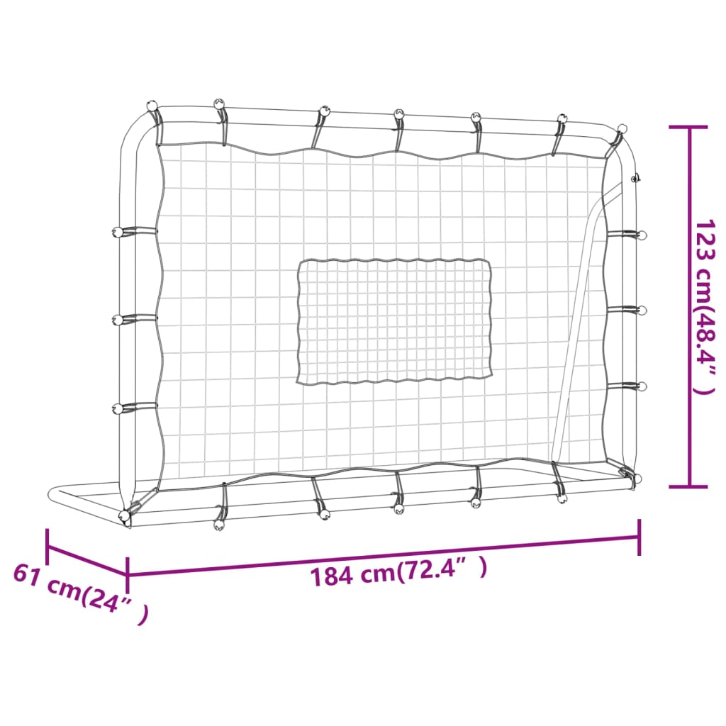 vidaXL Rebounder do piłki nożnej, biało-czarny, 184x61x123 cm, stal/PE