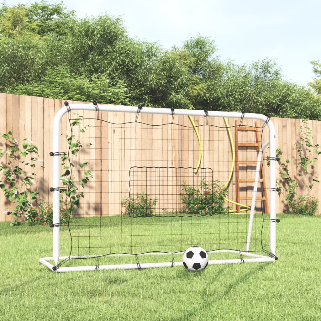 vidaXL Rebounder do piłki nożnej, biało-czarny, 184x61x123 cm, stal/PE