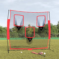 vidaXL Przenośna siatka do baseballa, czarno-czerwona, 183x105x183 cm