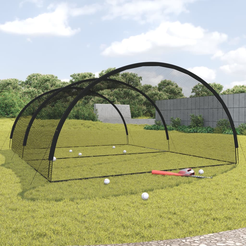 vidaXL Siatka do treningu uderzeń w baseballu, czarna, 600x400x250 cm