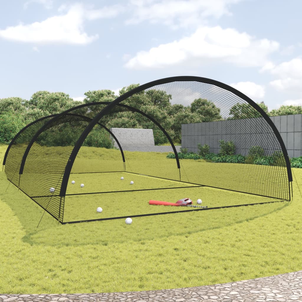 vidaXL Siatka do treningu uderzeń w baseballu, czarna, 900x400x250 cm