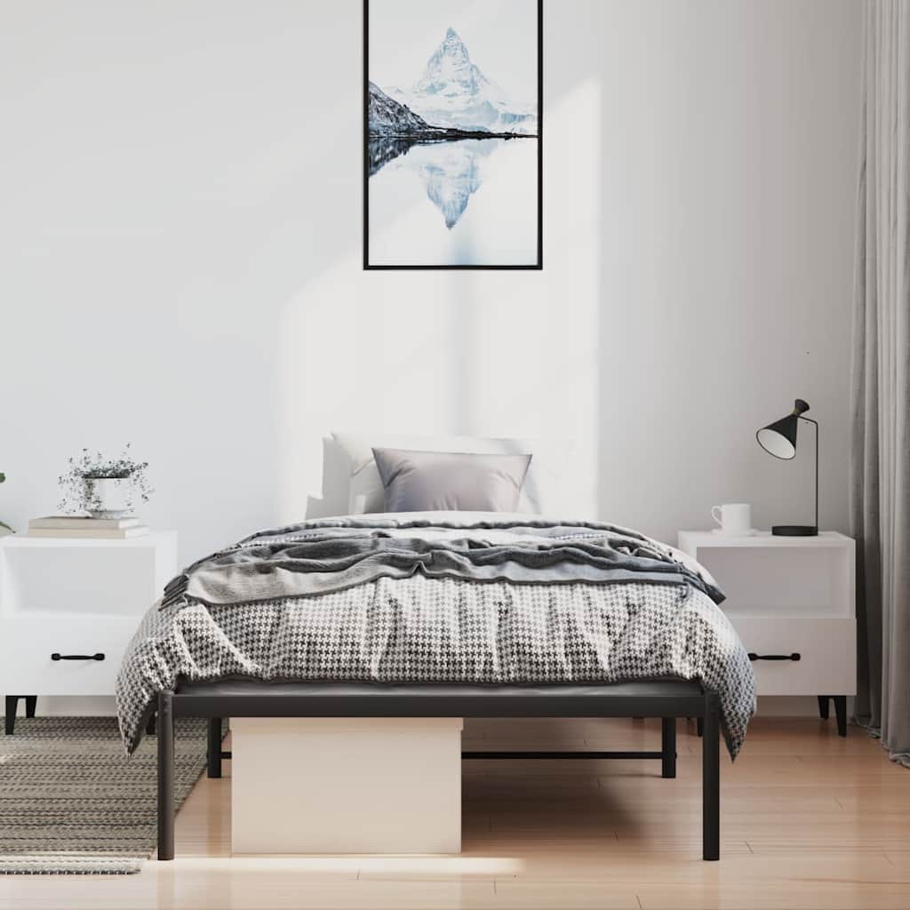 vidaXL Metalowa rama łóżka, czarna, 100x190 cm