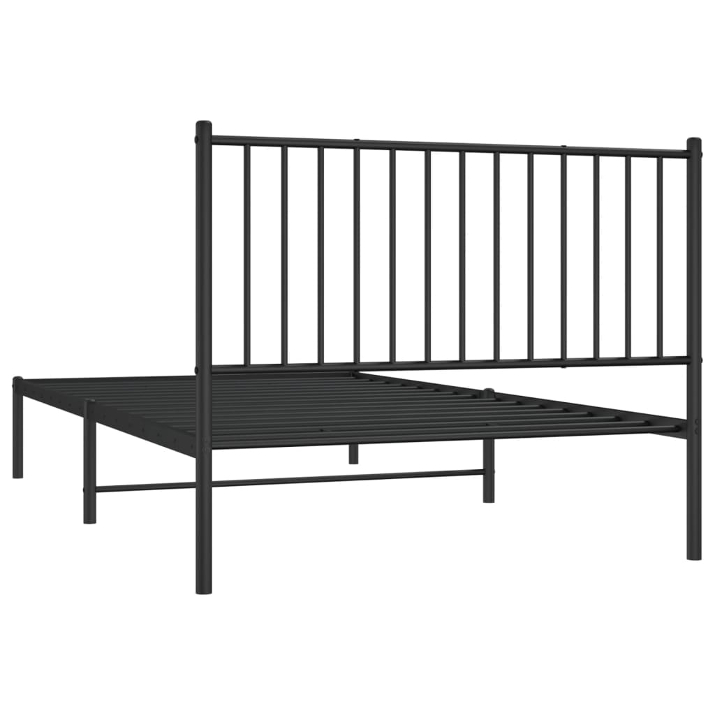 vidaXL Metalowa rama łóżka z wezgłowiem, czarna, 107x203 cm