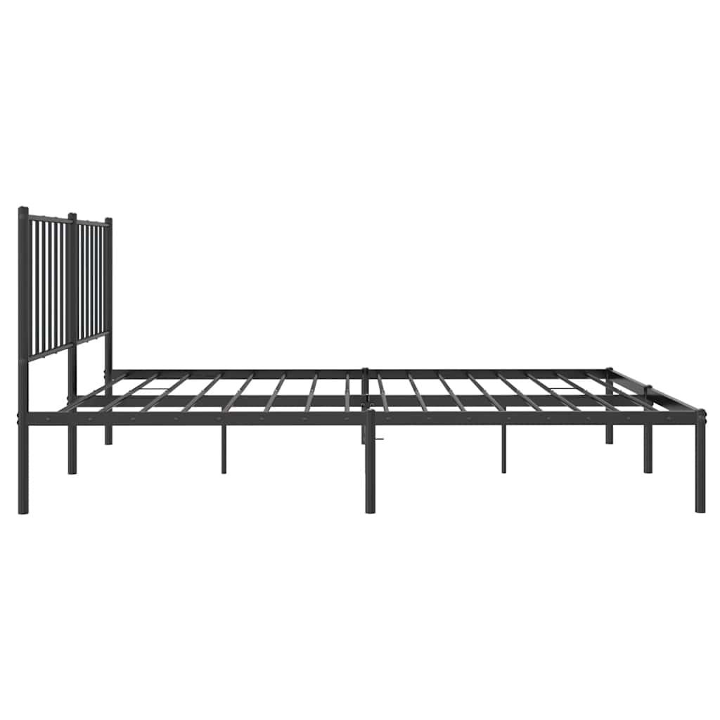 vidaXL Metalowa rama łóżka z wezgłowiem, czarna, 120x190 cm