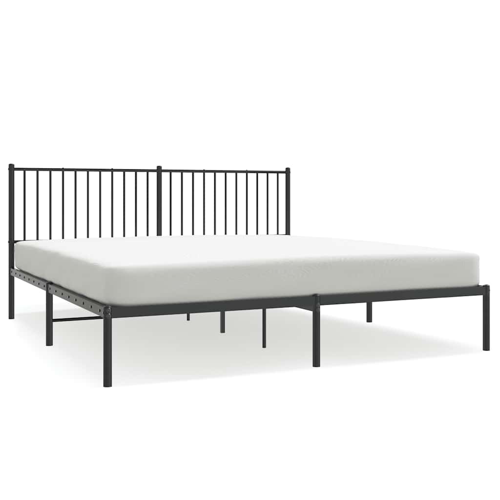 vidaXL Metalowa rama łóżka z wezgłowiem, czarna, 183x213 cm