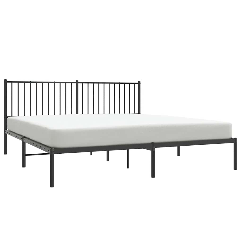 vidaXL Metalowa rama łóżka z wezgłowiem, czarna, 183x213 cm