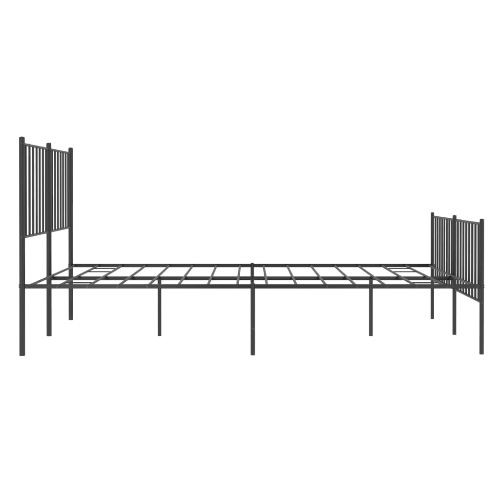 vidaXL Metalowa rama łóżka z wezgłowiem i zanóżkiem, czarna, 120x190cm