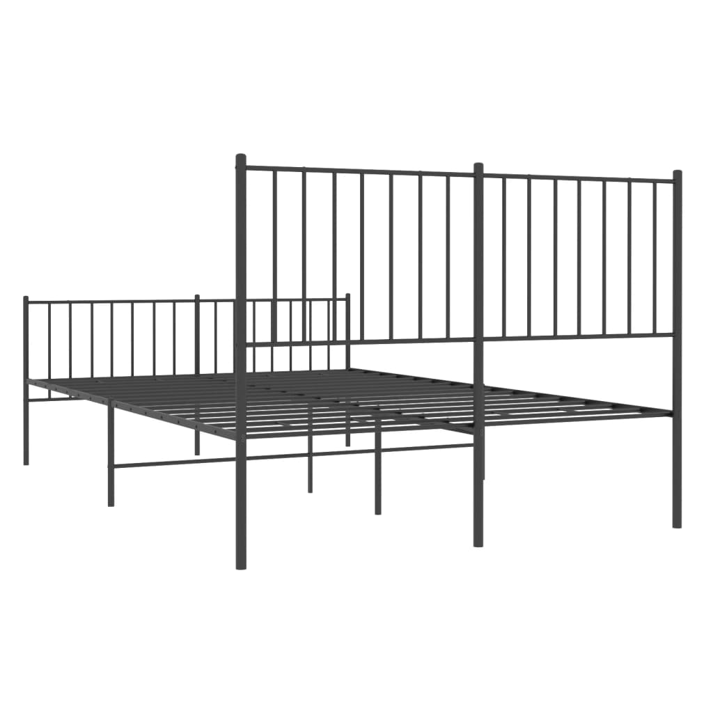 vidaXL Metalowa rama łóżka z wezgłowiem i zanóżkiem, czarna, 120x190cm