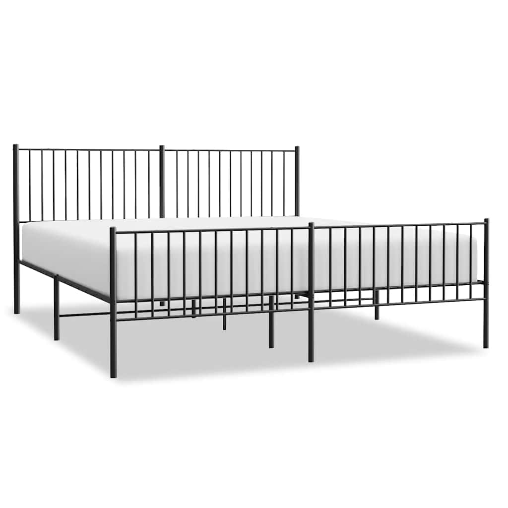 vidaXL Metalowa rama łóżka z wezgłowiem i zanóżkiem, czarna, 183x213cm
