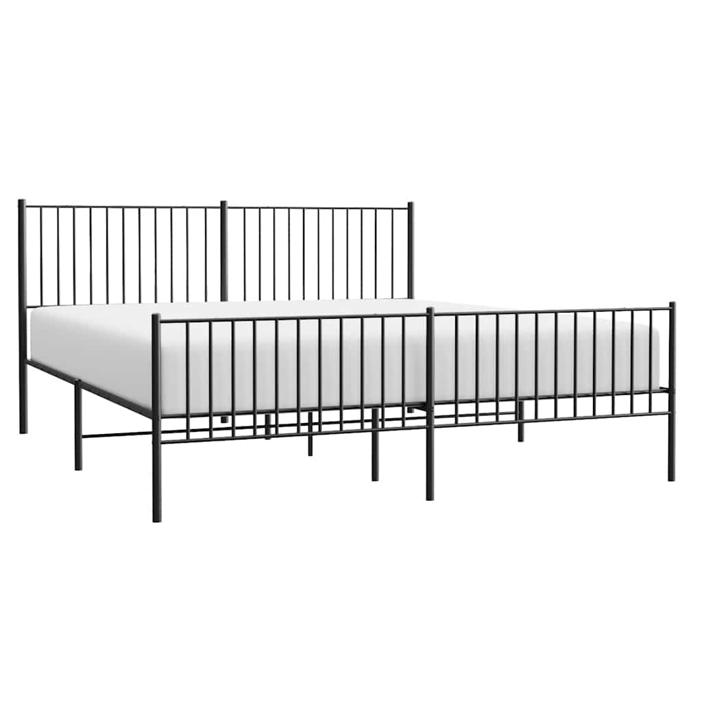 vidaXL Metalowa rama łóżka z wezgłowiem i zanóżkiem, czarna, 183x213cm